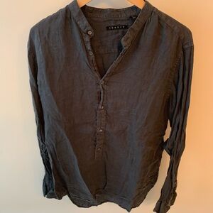 Theory Men's Black Linen tunic Shirt